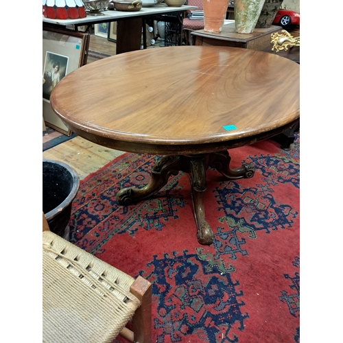 789 - Victorian Mahogany Oval  Breakfast Table on Carved Column Base