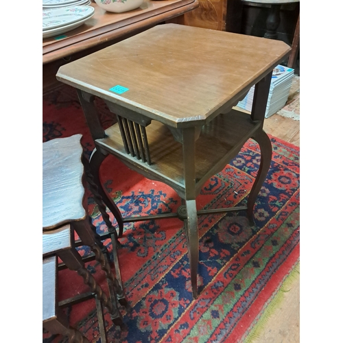 225 - Edwardian Walnut 2 Tier Table together with a Vintage Nest of 3 Oak Tables