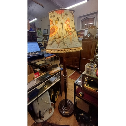 236 - Mahogany Standard Lamp with Chinoiserie Style Decoration