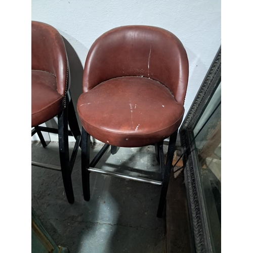 106 - Pair of Leather Upholstered High Bar Stools