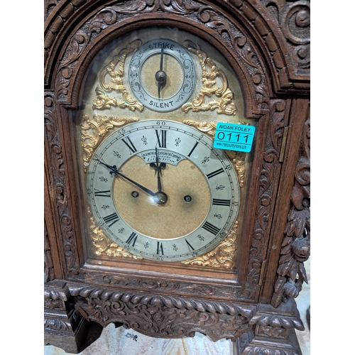 111 - Edwardian Carved Oak Bracket Clock by Goldsmiths & Silversmiths Company, Regent Street, London (59cm... 