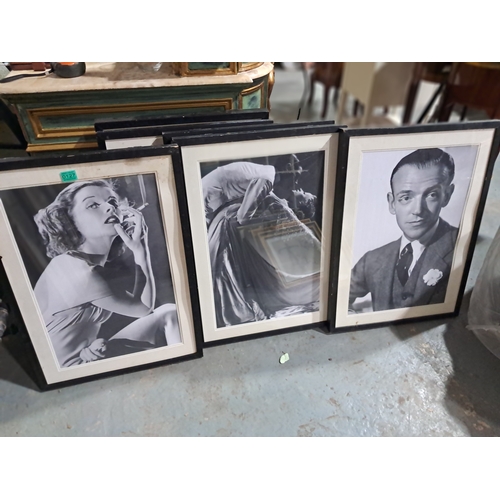 127 - Set of 6 Black and White Prints of Hollywood Actresses and Actors (70cm x 50cm)