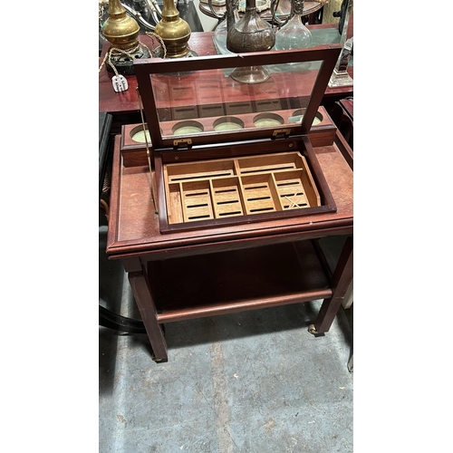 13 - Vintage Mahogany Drinks and Cigar Humidor Trolley