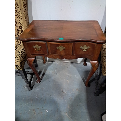 131 - Georgian Walnut Lowboy Side Table with 3 Drawers on Pad Feet