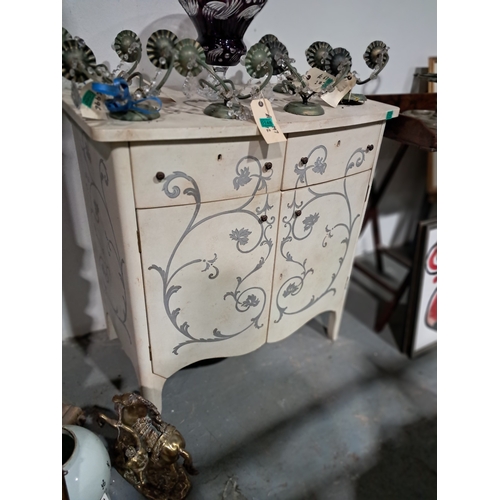 147 - French Style Side Cabinet with 2 Drawers over 2 Panel Doors with all over Painted Decoration (100cm ... 