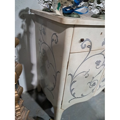 147 - French Style Side Cabinet with 2 Drawers over 2 Panel Doors with all over Painted Decoration (100cm ... 