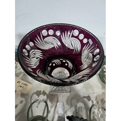 149 - Violetta Red Glass Table Centrepiece Bowl (30cm Tall)