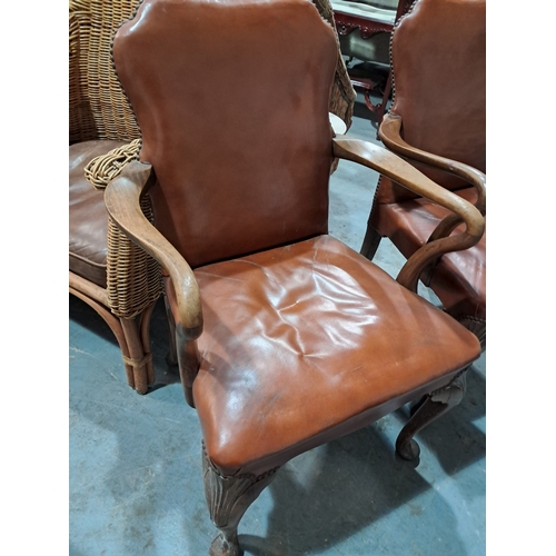 15 - Pair of Georgian Style Mahogany Library Armchairs