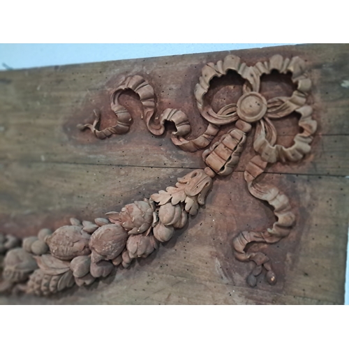 150 - Carved Wood Panel Decorated with Garland of Fruit (145cm x 62cm)