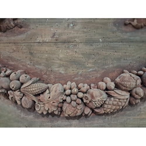 150 - Carved Wood Panel Decorated with Garland of Fruit (145cm x 62cm)