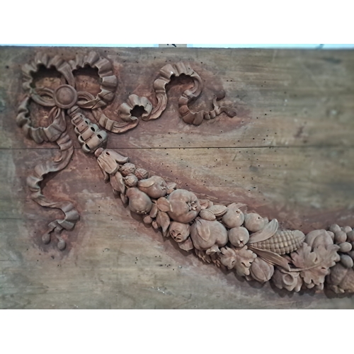 150 - Carved Wood Panel Decorated with Garland of Fruit (145cm x 62cm)