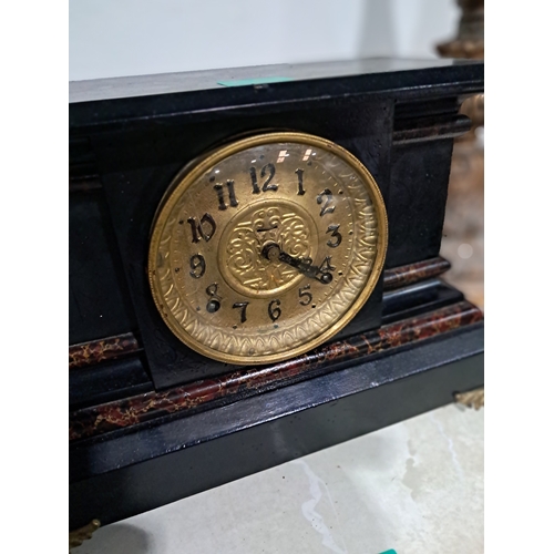 169 - Edwardian Wooden Mantle Clock - 28cm Tall