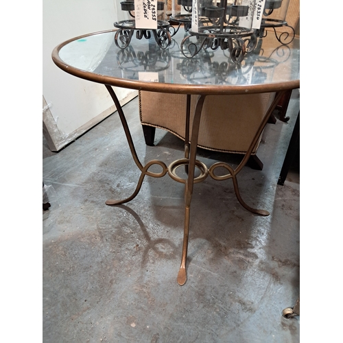 25 - Mirror Top Occasional Table on Inswept Metal Base (84cm Diameter)