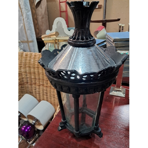 30 - Pair of Lantern Style Cast Iron Pier Top Lights (56cm Tall)