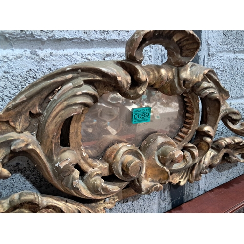 89 - 19th Century Gilt Wood Mirror Top (87cm Wide)