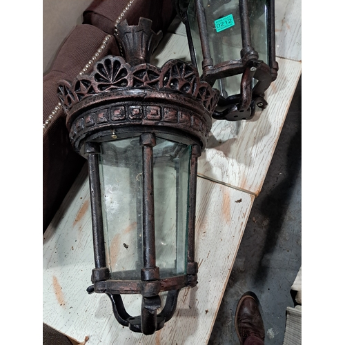 212 - A Pair of Lantern Style Cast Iron Pier Top Lights (56cm Tall)