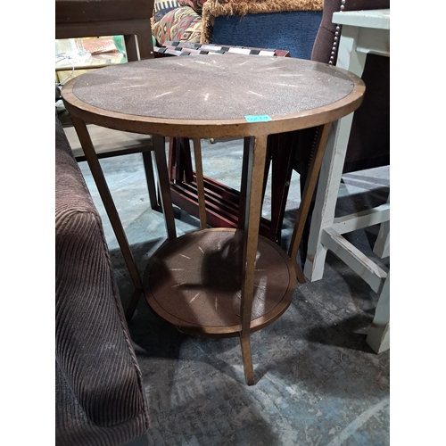 214 - Lovely Metal Frame Lamp Table with Faux Shagreen Top