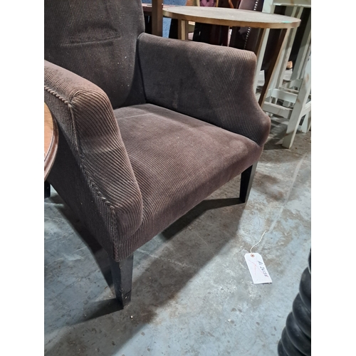 215 - Brown Cordroy Upholstered comfortable Armchair