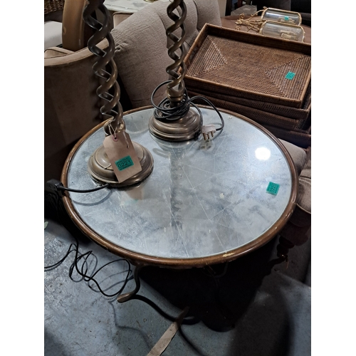 220 - Art Nouveau Style Lamp Table with Mirror Glass Top