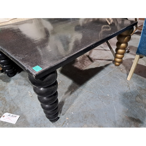 227 - Ebonised Coffee Table on Tapering Bobbin Legs (80cm x 100cm x 45cm)