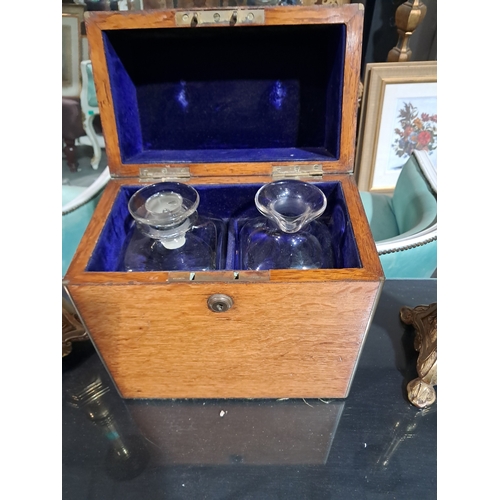 243 - Victorian Mahogany Decanter Box with 2 Fitted Decanters