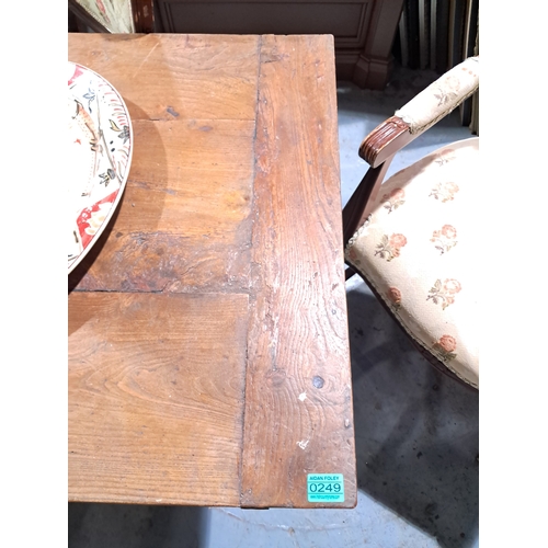 249 - Three Plank Top Kitchen or Dining Table on Tapered Legs - reduced in height and missing an end