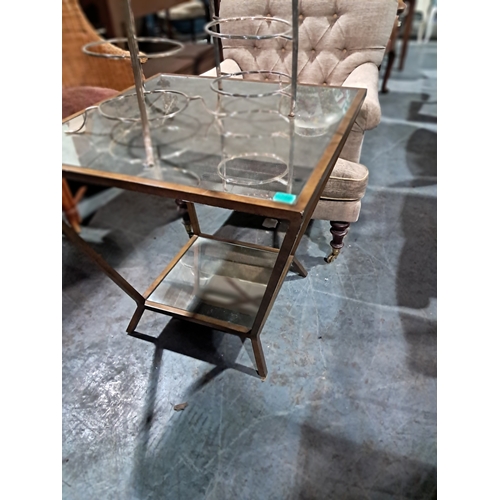 256 - Stylish Metal and Mirror Glass Occasional Table (70cm x 70cm x 67cm)