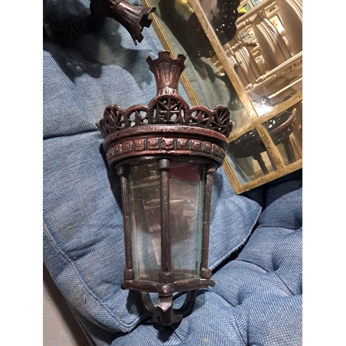 274 - A Pair of Lantern Style Cast Iron Pier Top Lights (56cm Tall)