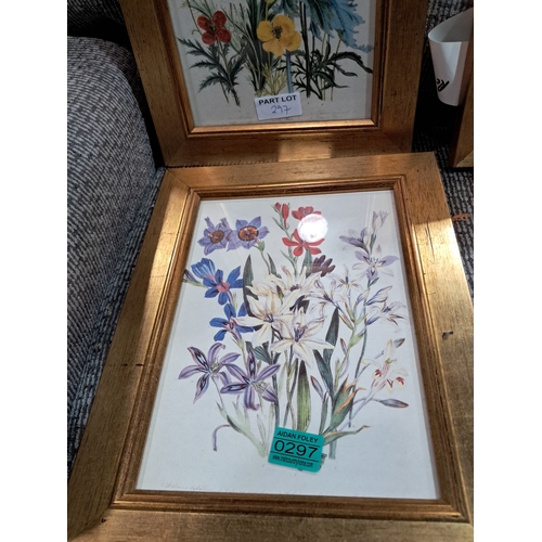 297 - Lot of 4 Decorative Gilt Framed Prints (Each 38cm x 30cm)