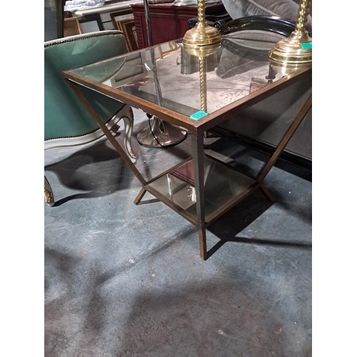 333 - Art Deco Style Metal and Mirror Glass Occasional or Lamp Table (70cm x 70cm x 67cm)