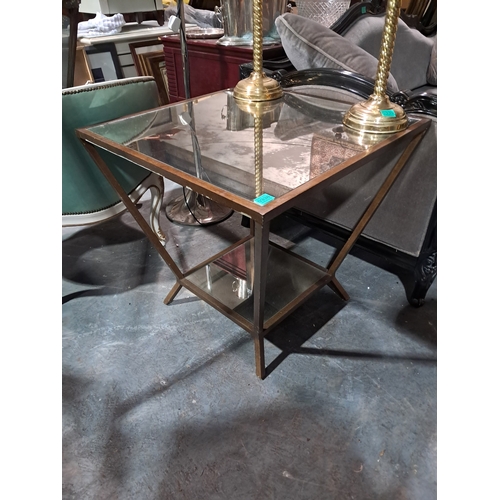 333 - Art Deco Style Metal and Mirror Glass Occasional or Lamp Table (70cm x 70cm x 67cm)