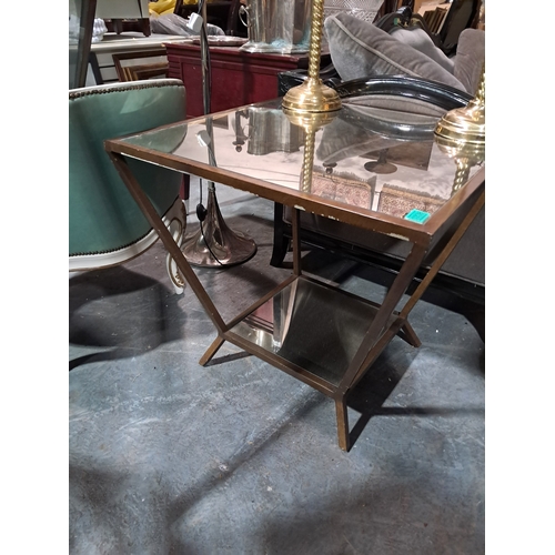 333 - Art Deco Style Metal and Mirror Glass Occasional or Lamp Table (70cm x 70cm x 67cm)