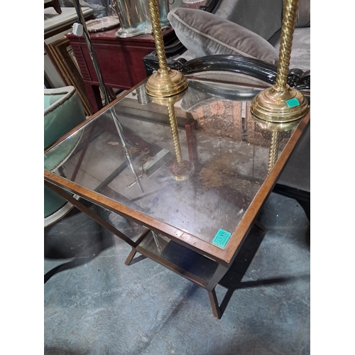 333 - Art Deco Style Metal and Mirror Glass Occasional or Lamp Table (70cm x 70cm x 67cm)