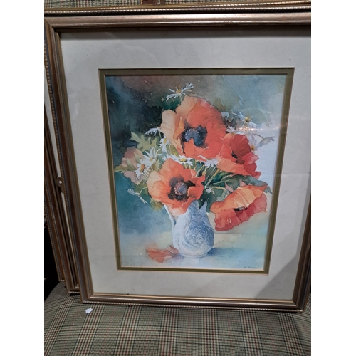 349 - Set of 6 Framed Floral Still Life Prints - After Adrienne Fletcher