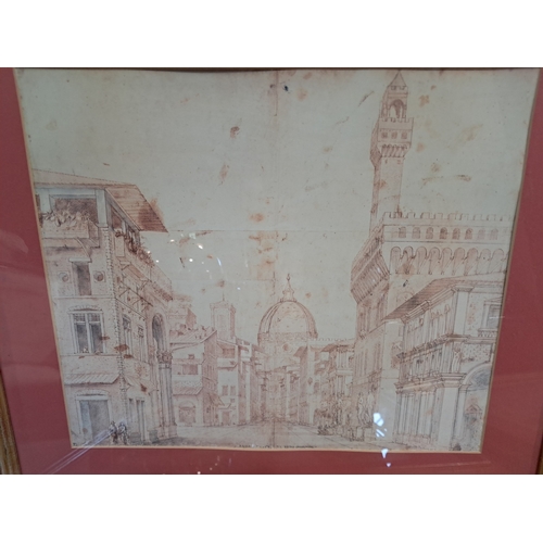 387 - Lot of 4 Framed Italian Architectural Prints - Note: all the same image - good frames (50cm x 56cm)