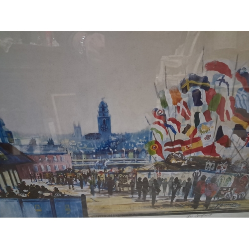 391 - Euro Flags at The Coal Quay Cork - Limited Edition Print Signed in Pencil by Kevin Sanquest (84cm x ... 