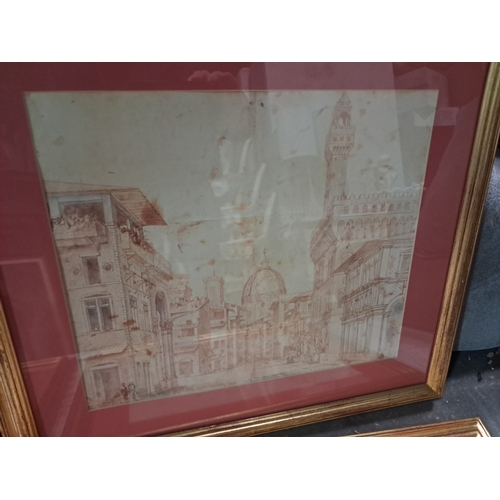 392 - Lot of 4 Framed Italian Architectural Prints - Note: all the same image - good frames (50cm x 56cm)