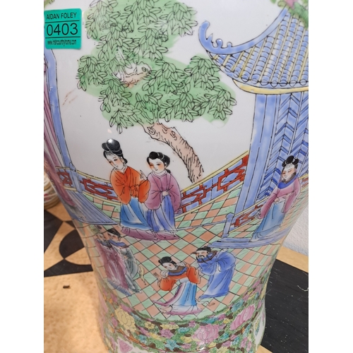 403 - Large Oriental Pottery Jar with Famille Rose Decoration (63cm Tall)