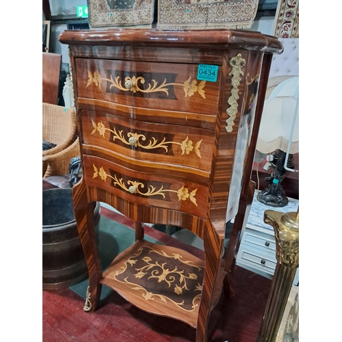 434 - Pair of Decorative 3 Drawer Bedside Chests in French Style