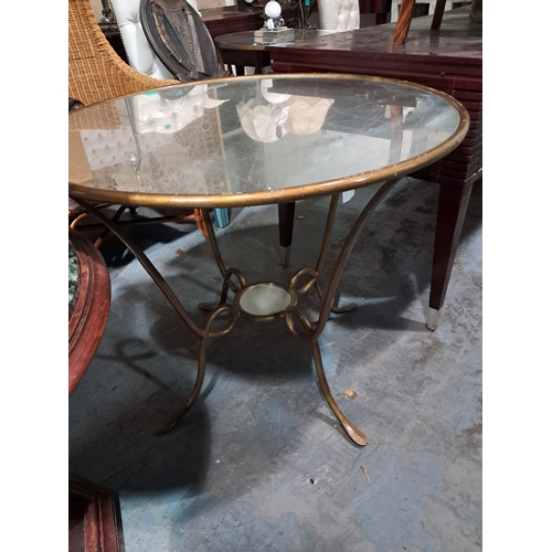 437 - Decorative Circular Mirror Top Occasional Table with Inswept Metal Legs (85cm Diameter x 72cm Tall)