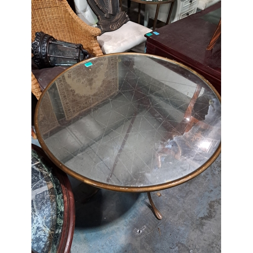 437 - Decorative Circular Mirror Top Occasional Table with Inswept Metal Legs (85cm Diameter x 72cm Tall)