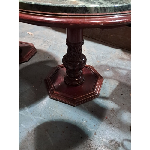 438 - Three Marble Top Pub Tables (68cm Diameter x 65cm Tall)