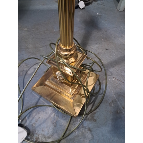 452 - Brass Corinthian Column Standard Lamp with Shade