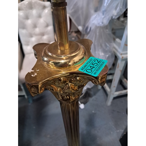 452 - Brass Corinthian Column Standard Lamp with Shade