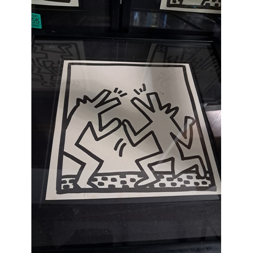 455 - Kieth Haring - Set of 3 Black and White Limited Edition Prints (36cm x 36cm)