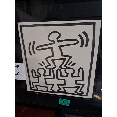 455 - Kieth Haring - Set of 3 Black and White Limited Edition Prints (36cm x 36cm)