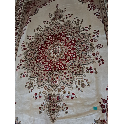 463 - Large Cream or Ivory Ground Medallion Pattern Kashmir Carpet (unused sample)  approx 2m x 3m