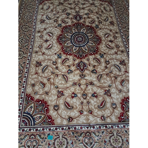 465 - Gold and Red Ground Kashmir Carpet (unused Sample) - 240cm x 160cm