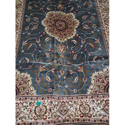 468 - Blue and Ivory Ground Kashmir Carpet (unused sample)  -  240cm x 160cm