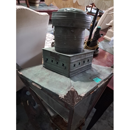 472 - Impressive Copper Lantern on a Cast Iron Scroll effect Bracket (100cm Tall - 90cm Wide)